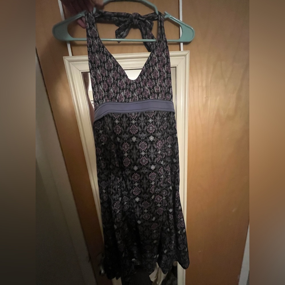 Athleta Black and Purple Backless Dress